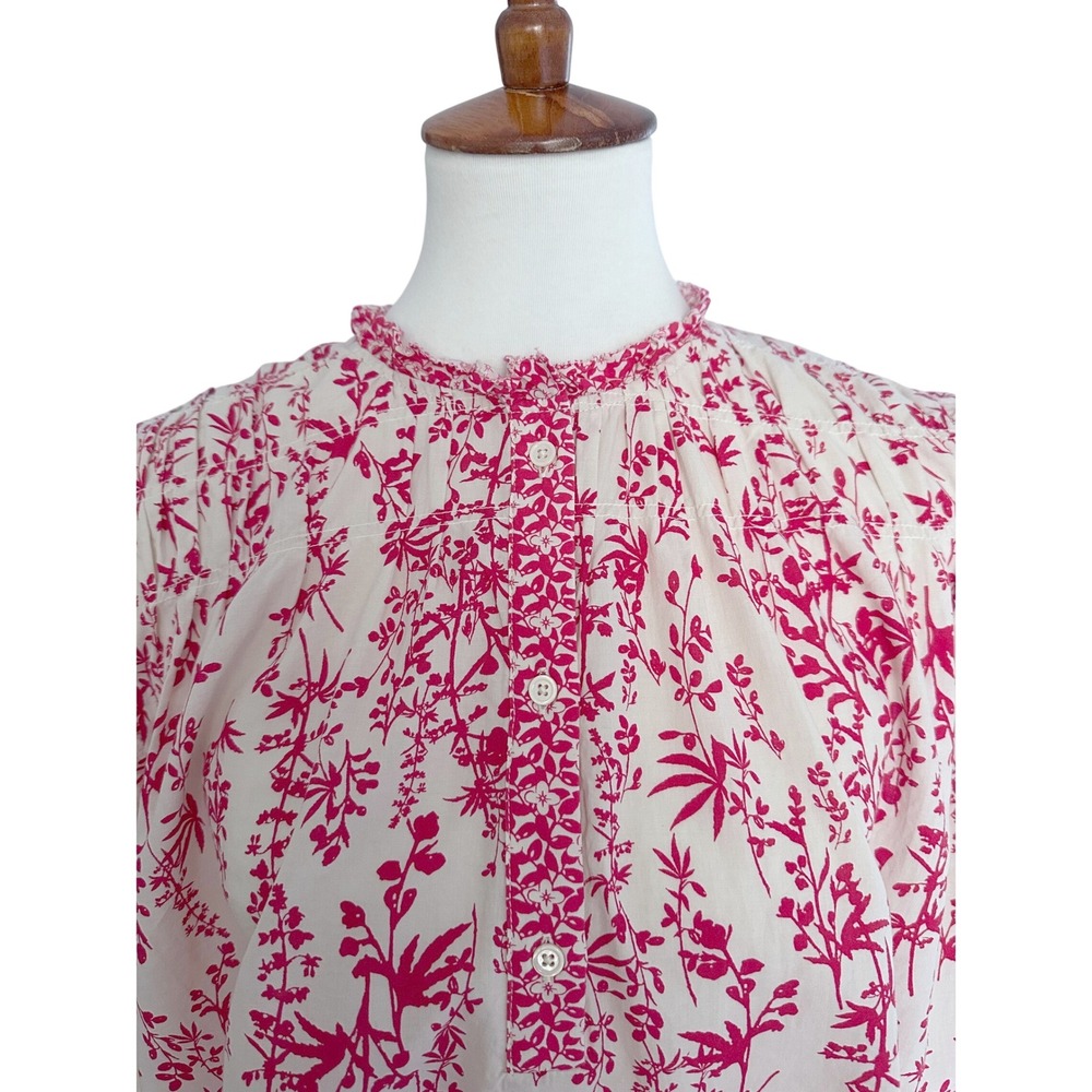 Berenice Paris Pink Floral Cap Sleeve Blouse Cotton Tencel Top Size 40 french